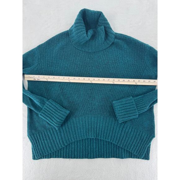 Anthropologie Moth Teal Green Wool Blend Cowl Neck Sweater Turtleneck Normcore S - Picture 5 of 7